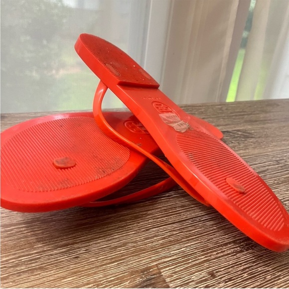 Tory Burch Thong Sandals Orange Size 9 Jelly Thong (Hard plastic)Gold Bow detail - Picture 4 of 7